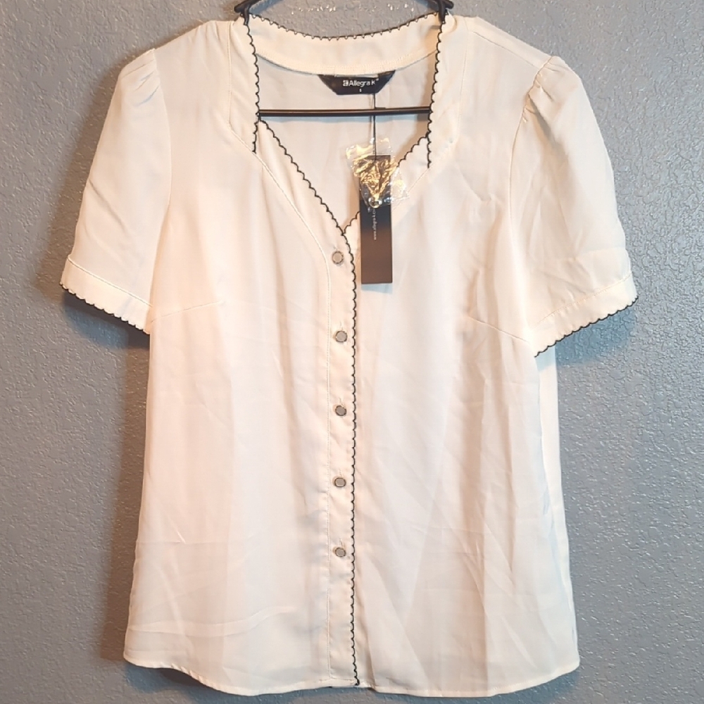 Button Down Collar Top by Allegra K